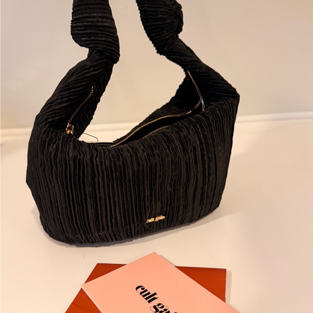 Cult Gaia Mina Knotted Satin Pleated Shoulder Bag NWT Net-A-Porter - Picture 4 of 9